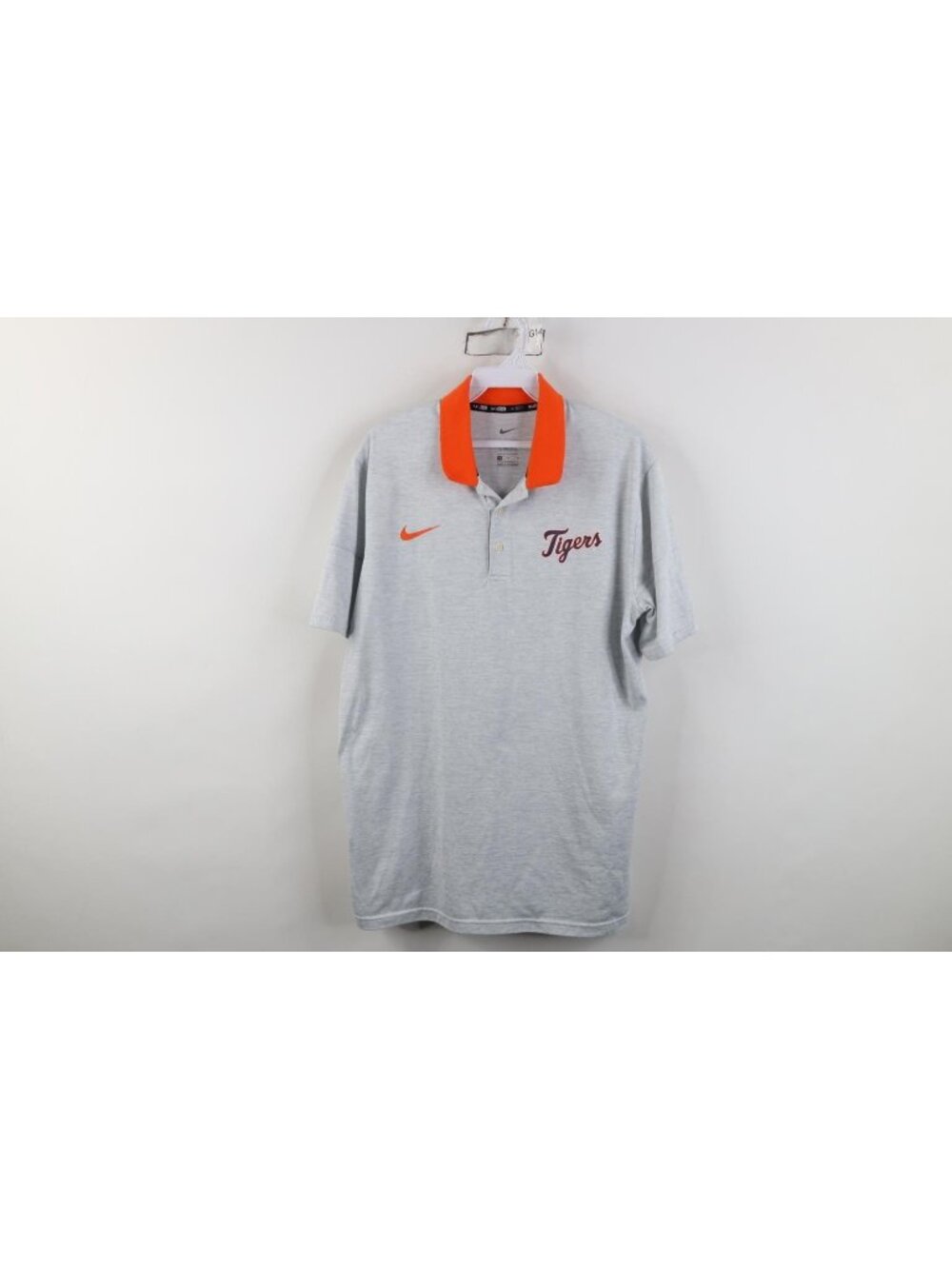 Nike Baseball Detroit Tigers Collared Golf Polo Shirt Mens Size Medium Gray
